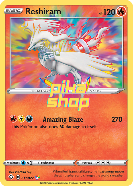 Pokemon Shining Fates Reshiram Amazing Rare 017/072 - PikaShop Pokemon Shining Fates Reshiram Amazing Rare 017/072 - PikaShop