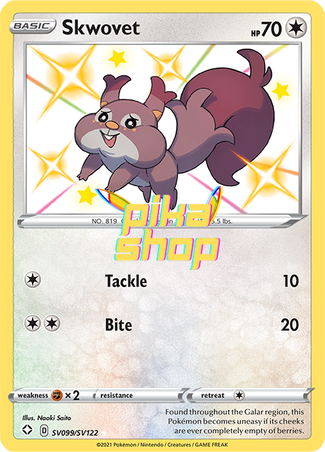 Pokemon Shining Fates Skwovet Baby Shiny SV099/SV122