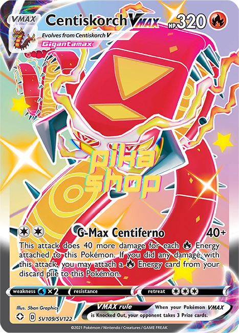 Pokemon Shining Fates Centiskorch VMAX Shiny Full Art SV109/SV122
