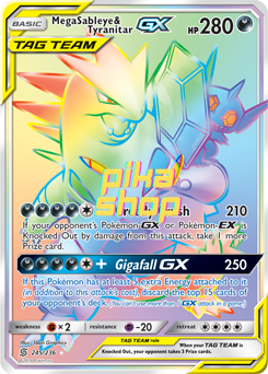 Pokemon Unified Minds 245/236 Mega Sableye & Tyranitar GX Tag Team Rainbow  Rare