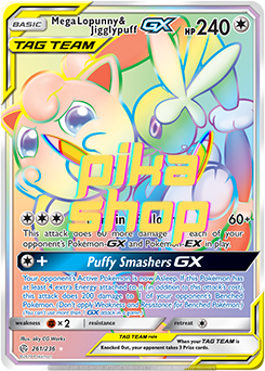 Pokemon Cosmic Eclipse 261/236 Mega Lopunny & Jigglypuff GX Tag Team  Rainbow Rare