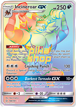 Pokemon Team Up 188/181 Incineroar GX Rainbow Rare