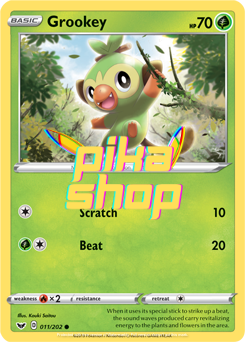 Pokemon Sword & Shield Base 011/202 Grookey Holo Pokemon Sword & Shield Base 011/202 Grookey Holo