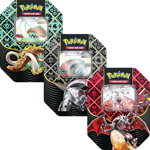 Pokemon Paldean Fates Tin Bundle Great Tusk, Iron Treads, Charizard 