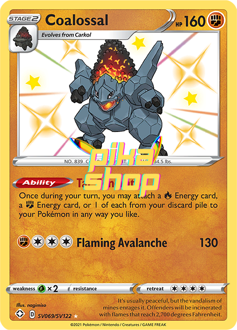 pokemon baby shiny cards Pokemon Shining Fates Coalossal Baby Shiny SV069/SV122