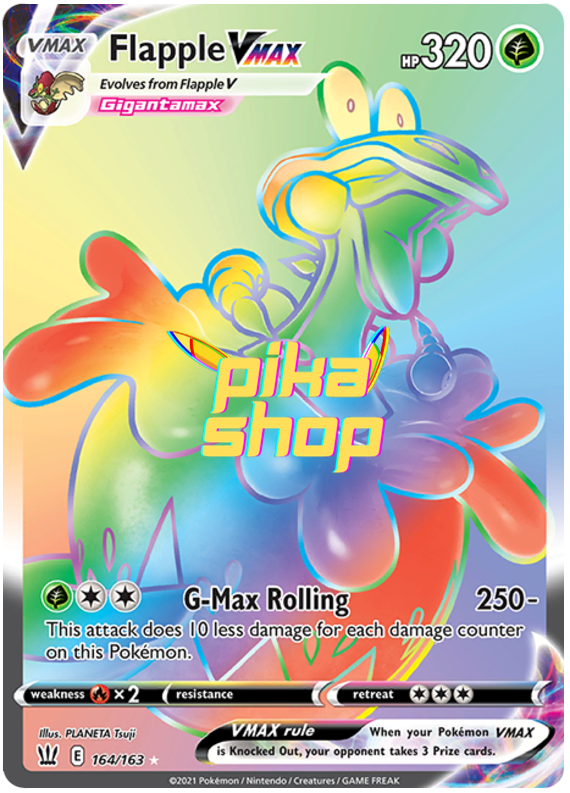 Pokemon Battle Styles Flapple VMAX 164/163 Rainbow Rare