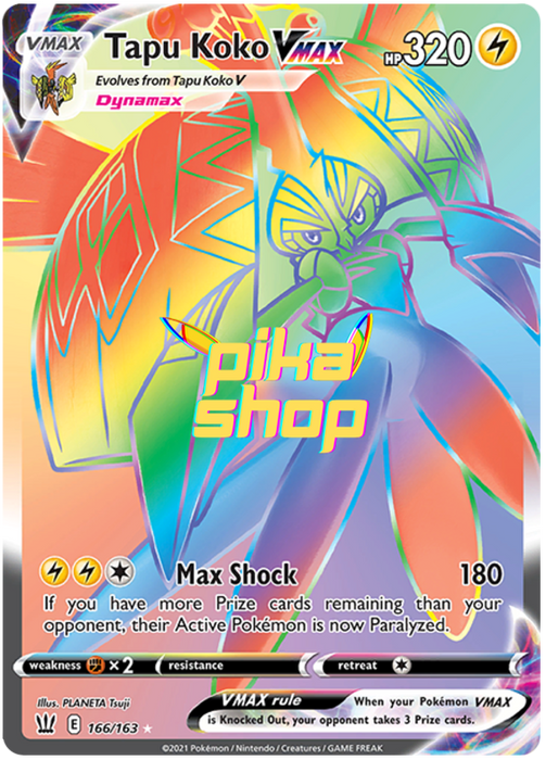 Pokemon Battle Styles apu Koko VMAX 166/163 Rainbow Rare - PikaShop