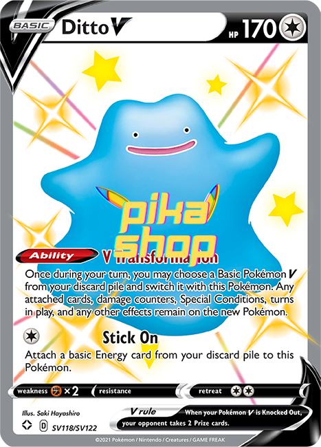 Pokemon Shining Fates Ditto V Shiny Full Art SV118/SV122 - PikaShop