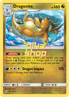Pokémon
 Unified Minds 151/236 Dragonite Shatter Holo - PikaShop