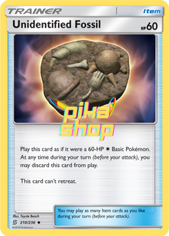Pokémon
 Unified Minds 210/236 Unidentified Fossil - PikaShop