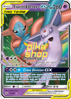 Pokémon
 Unified Minds 072/236 Espeon & Deoxys GX Tag Team Half Art - PikaShop