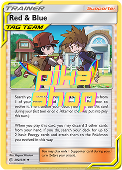 Pokémon
 Cosmic Eclipse 202/236 Red & Blue Tag Team Reverse Holo