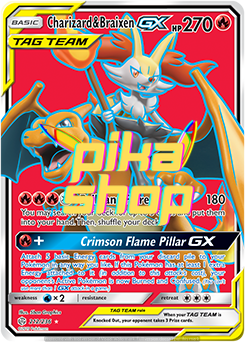 Pokémon
 Cosmic Eclipse 212/236 Charizard & Braixen GX Tag Team Full Art