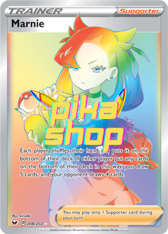 pokemon sword and shield rainbow rare cards & Base 208/202 Marnie Pack Art:Lapras (Heavy) High-End Attack 1 MTG March of the