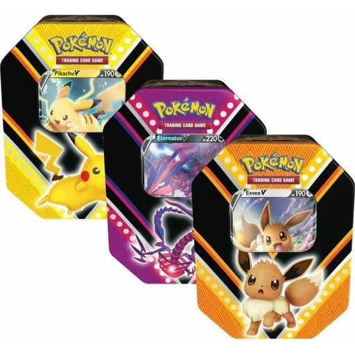 Pokemon V Powers Tin Bundle (Fall 2020) - Pikachu V, Eevee V & Eternatus V Bundle - PikaShop