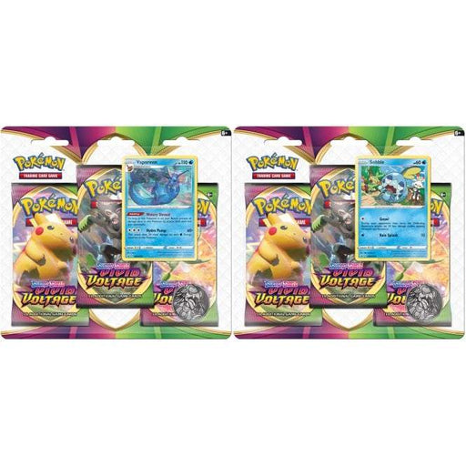 Pokémon Swsh Vivid Voltage 3 Pack Blister Bundle Of 2 (Vaporeon & Sobble) - PikaShop